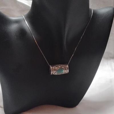 Vintage Turquoise 925 Slider Necklace