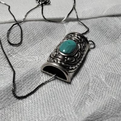 Vintage Turquoise 925 Slider Necklace