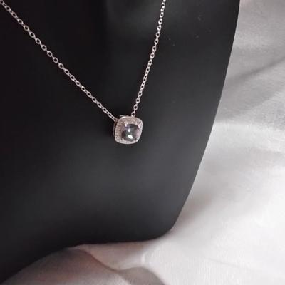 Large Gorgeous Mystic Topaz With White Sapphire Accents 925 16" Necklace