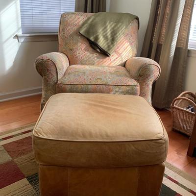 LOT  7R: Bauhaus Furniture Roll Arm Accent Chair  w/Ottoman