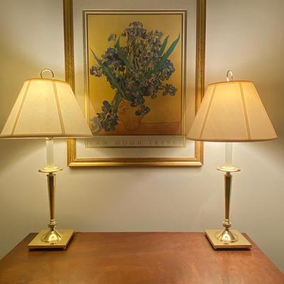 LOT 32C: Pair of Matching Lamps & Framed Print