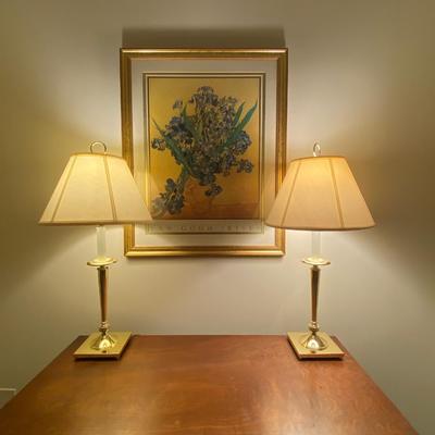 LOT 32C: Pair of Matching Lamps & Framed Print