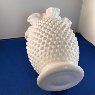 MILK GLASS HOBNAIL FLUTED VASE
