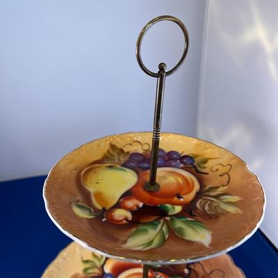 HAND PAINTED 2 TIER SERVING DISH