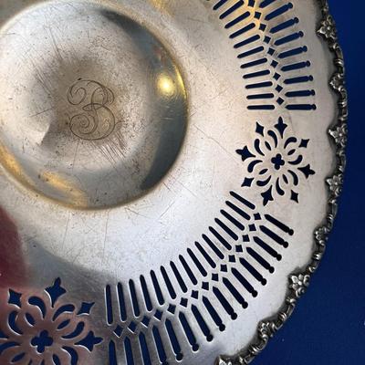 ANTIQUE SILVERPLATED PLATE, PIERCED
