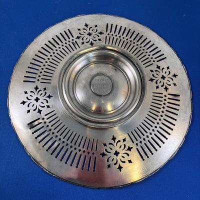 ANTIQUE SILVERPLATED PLATE, PIERCED