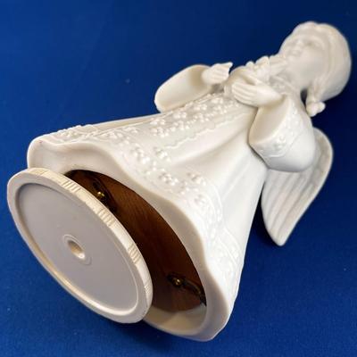 MUSICAL SPINNING BISQUE ANGEL FIGURAL