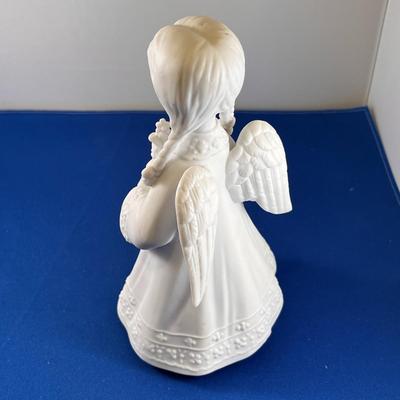 MUSICAL SPINNING BISQUE ANGEL FIGURAL