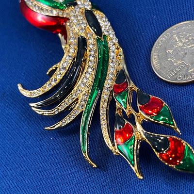 FANCY PEACOCK LARGE BROOCH w/BAG
