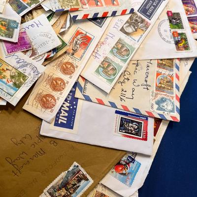 OLD POSTAGE STAMPS, MAILINGS, CLIPPINGS