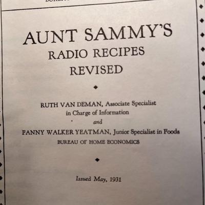 1931 AUNT SAMMYâ€™S RADIO RECIPES