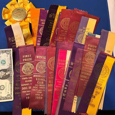 1950â€™S VINTAGE DOG SHOW RIBBONS