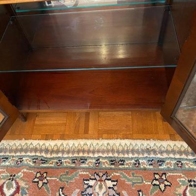 All wood vintage Heckman lighted storage sofa cabinet