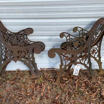 2 Pair of Antique Cast Iron Park Bench Frames