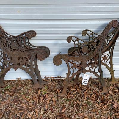 2 Pair of Antique Cast Iron Park Bench Frames
