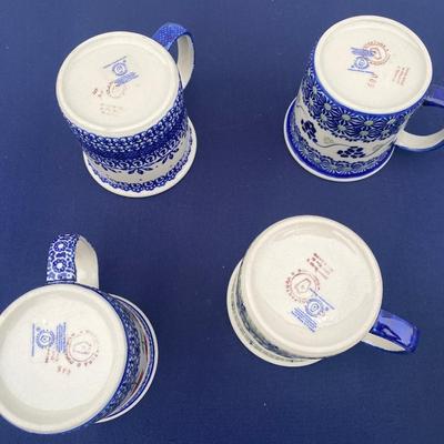 4 Pc Polish Pottery Mug Set