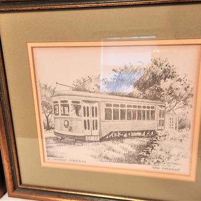 Lot #21  Pair Framed New Orleans Prints - Streetcar & Cafe Du Monde