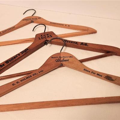 Lot #22  Lot of 3 vintage advertising hangers - DH HOlMES, more