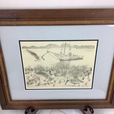 1358 John Moll "Backwaters" Print & Doug Hanks Signed Oxford Poem