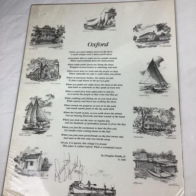 1358 John Moll "Backwaters" Print & Doug Hanks Signed Oxford Poem