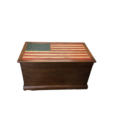 1338 Folk Art Style American Flag Storage Chest