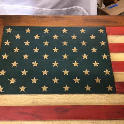 1338 Folk Art Style American Flag Storage Chest