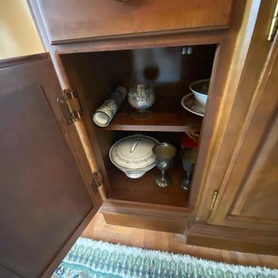 Solid wood, vintage triple lighted china cabinet