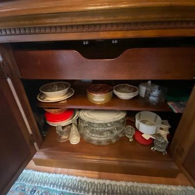 Solid wood, vintage triple lighted china cabinet
