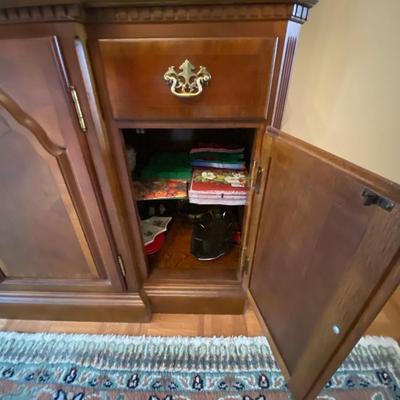 Solid wood, vintage triple lighted china cabinet