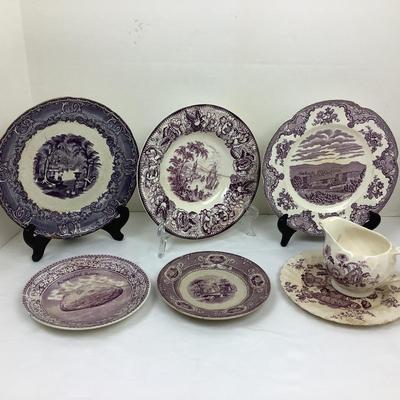 1397 Antique Mulberry Transfer-ware Lot