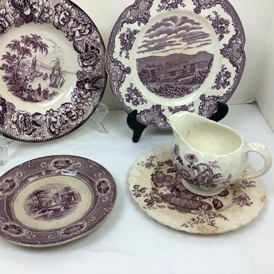 1397 Antique Mulberry Transfer-ware Lot