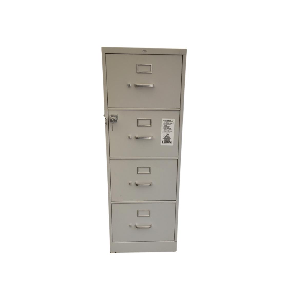 1412 HON Four Drawer Metal Filing with Lock and Wheel Base