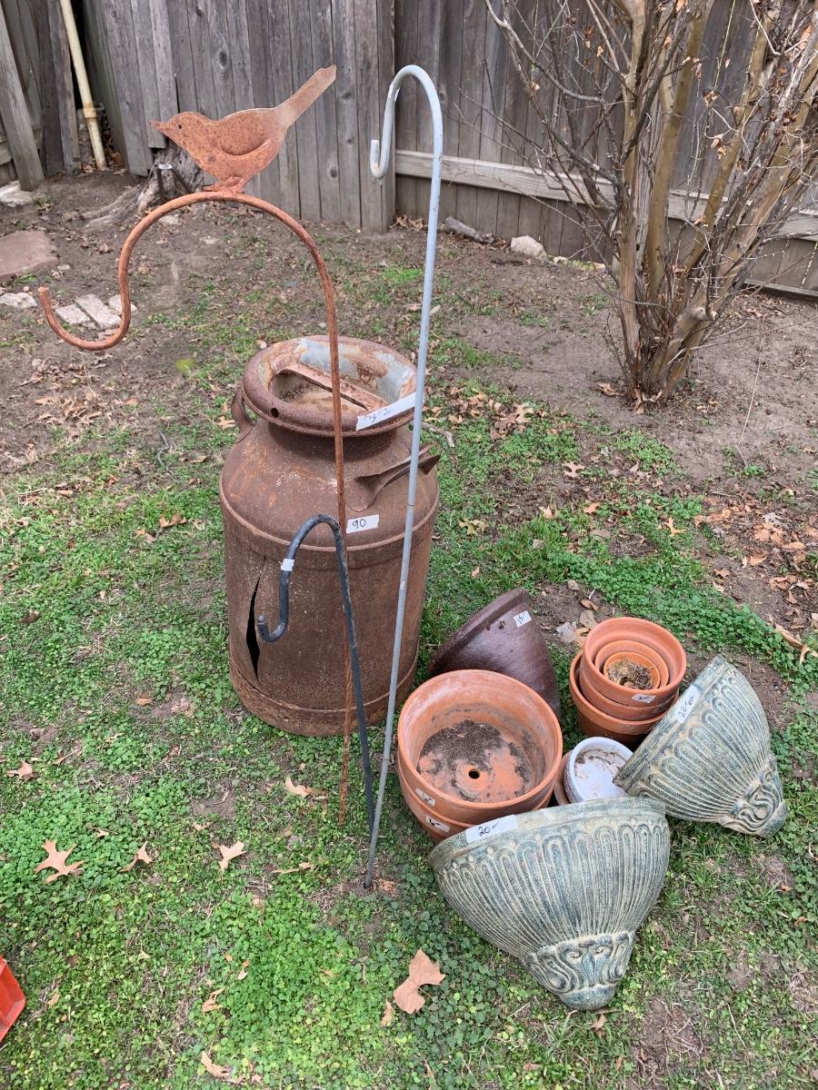 Outdoor pots & milk jug