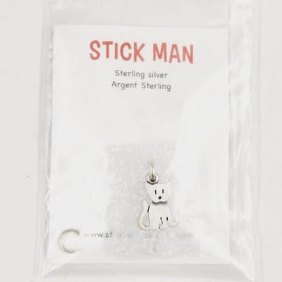 STERLING SILVER STICK MAN DOG CHARM