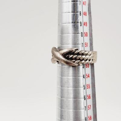 .925 SILVER X ROPED RING SIZE 6
