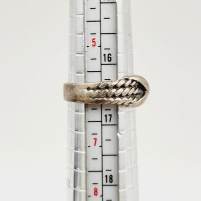 .925 SILVER X ROPED RING SIZE 6