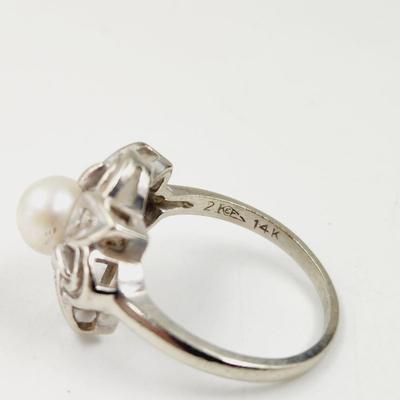 14 K WHITE GOLD RING WITH PEARL? SEE DESCRIPTION