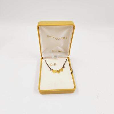 VINTAGE STYLEE BY SMART 14K HGE NECKLACE & EARRING SET