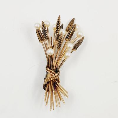 VINTAGE STERLING WHEAT BUNDLE PIN