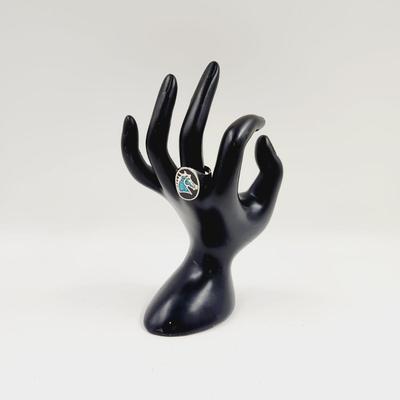 .925 SILVER HORSE TURQUOISE FLECKED RING SIZE 11