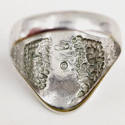 .925 SILVER HORSE TURQUOISE FLECKED RING SIZE 11