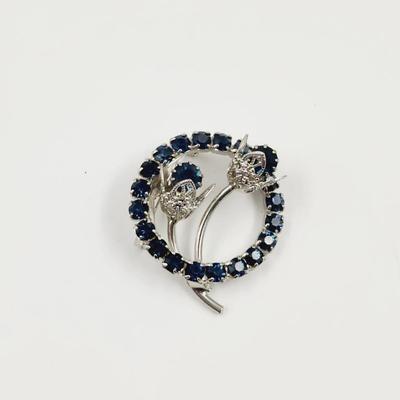 VINTAGE FAUX RHINESTONE FLOWER CIRCLE BROOCH