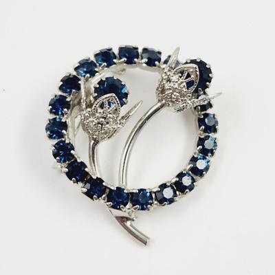 VINTAGE FAUX RHINESTONE FLOWER CIRCLE BROOCH