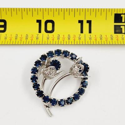 VINTAGE FAUX RHINESTONE FLOWER CIRCLE BROOCH