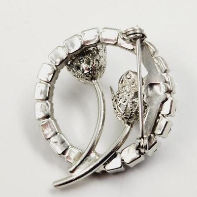 VINTAGE FAUX RHINESTONE FLOWER CIRCLE BROOCH