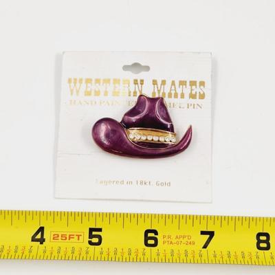 WESTERN MATES 18K LAYERED WESTERN HAT BROOCH