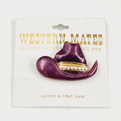 WESTERN MATES 18K LAYERED WESTERN HAT BROOCH