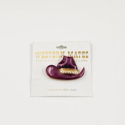 WESTERN MATES 18K LAYERED WESTERN HAT BROOCH