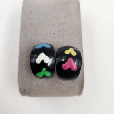 CUTE HEART PAINTED HOOP EARRINGS