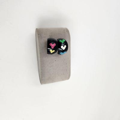 CUTE HEART PAINTED HOOP EARRINGS